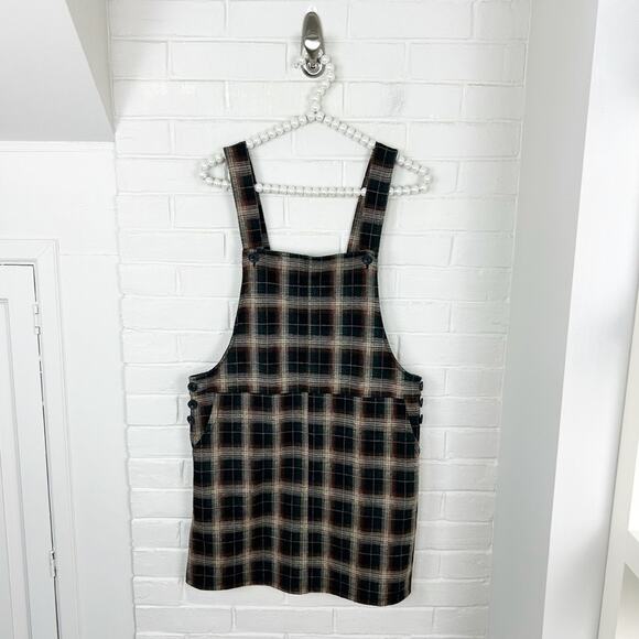 SO Dresses & Skirts - SO Plaid Knit Button Pinafore Dress Size M